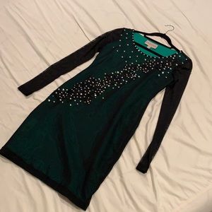 Philosophy dark green rhinestones dress